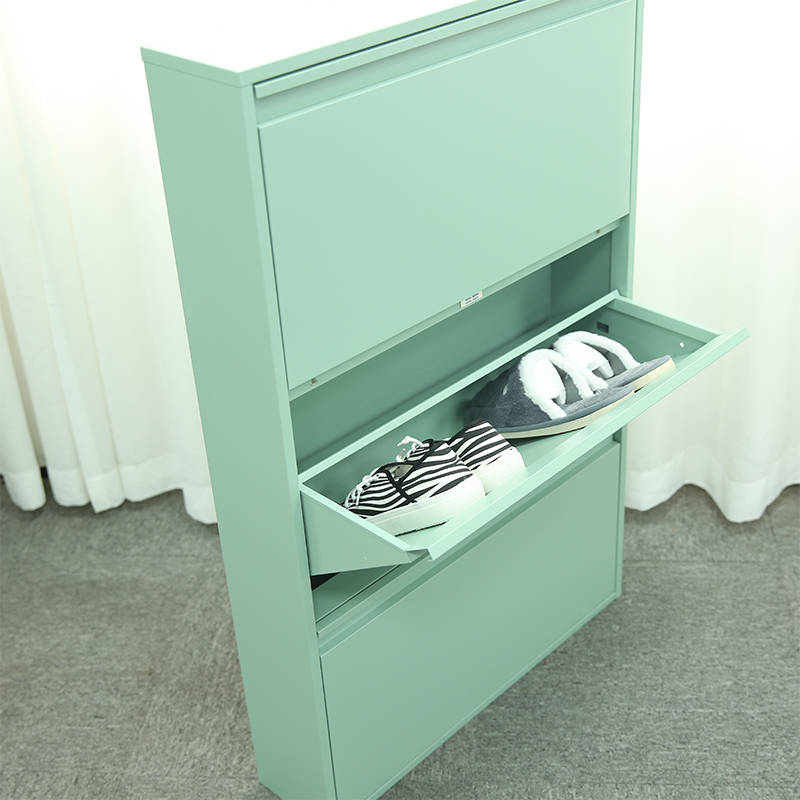 Flip Drawers Metal Shoes Cabinet