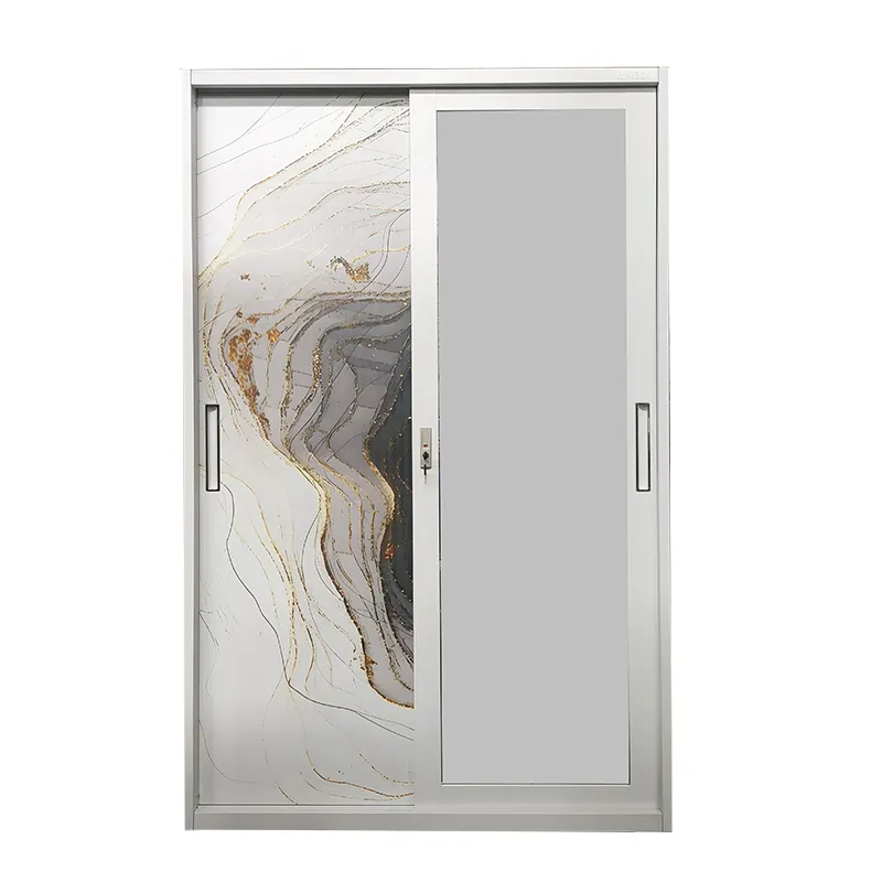 Printed Sliding Doors Metal Wardrobe